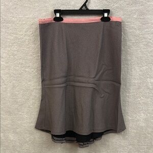 Black and Pink Knee-Length Asymmetrical Trumpet Skirt